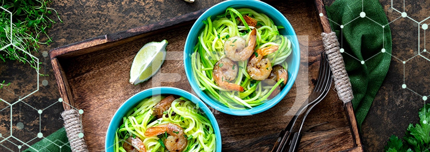 Espaguetis de calabacín con gambas